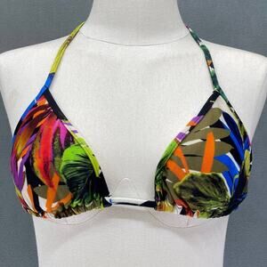 MILLY CABANA Tropical Triangle Bikini Top Size‎ XS Leaf Print
